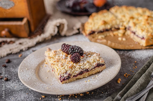 Fototapeta Rustic pie with forest fruit