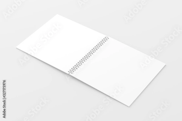 Fototapeta Square Spiral Notebook Notepad White Blank 3D Rendering Mockup