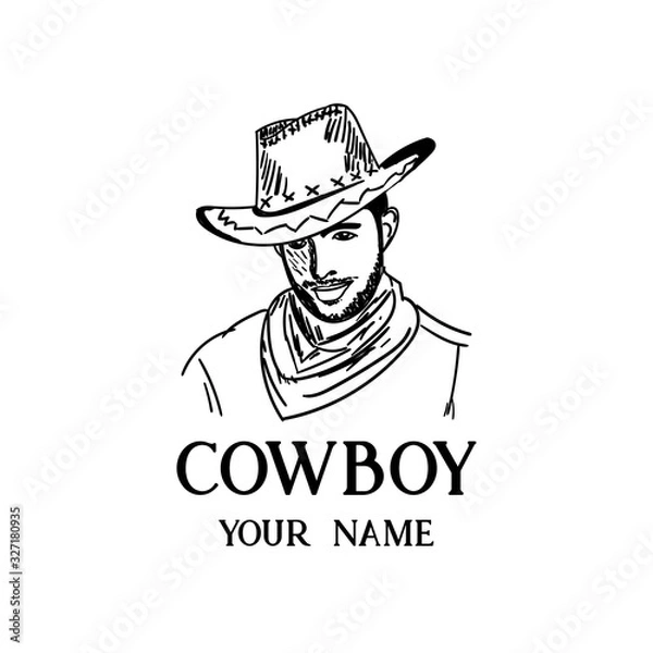 Fototapeta Cowboy Hand drawn sketch vector illustration