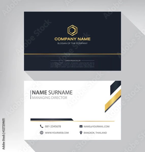 Fototapeta Business card in modern luxury style black gold white