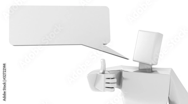 Obraz 3D Man with thumbs-up and with speech bubble