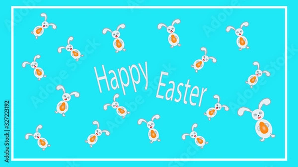 Fototapeta Easter eggs. Happy easter illustration. Hares on Easter background. Easter background. Easter symbol. Easter card. Easter greetings. Happy easter. Copyspace