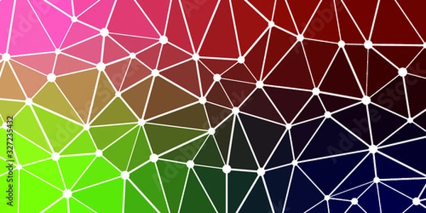 Fototapeta Abstract Low Polygon gradient green pink blue red Network Internet Generative Art background illustration Lowpoly