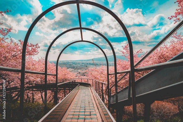 Fototapeta railway bridge in autumn