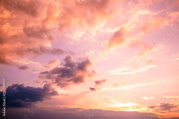 Fototapeta Colorful cloudy sky at sunset. Gradient color. Sky texture. Abstract natural background