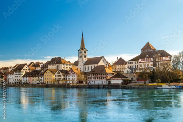 Fototapeta Diessenhofen, a charming Swiss village in Frauenfeld District in the canton of Thurgau in Switzerland