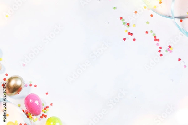 Fototapeta Easter background with egg and spring flowers