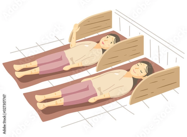 Obraz 岩盤浴をする2人の女性（友達と一緒に温泉施設へ）