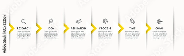 Fototapeta Vector Infographic design with icons and 6 options or steps. Infographics for business concept. Can be used for presentations banner, workflow layout, process diagram, flow chart, info graph