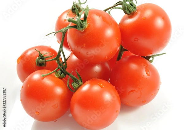 Obraz Beautiful tomatoes on a white background
