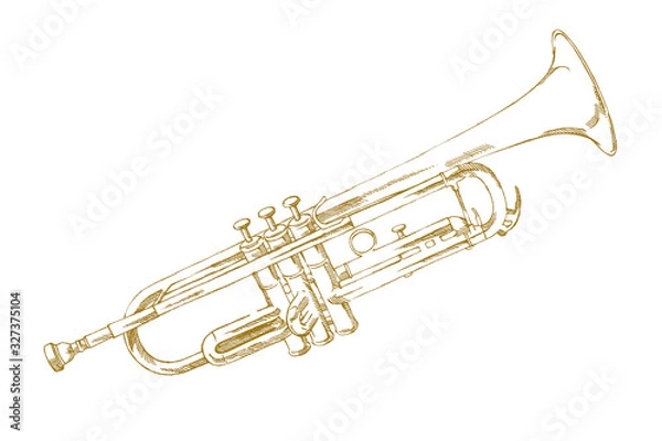 Obraz トランペットのセピア調スケッチ