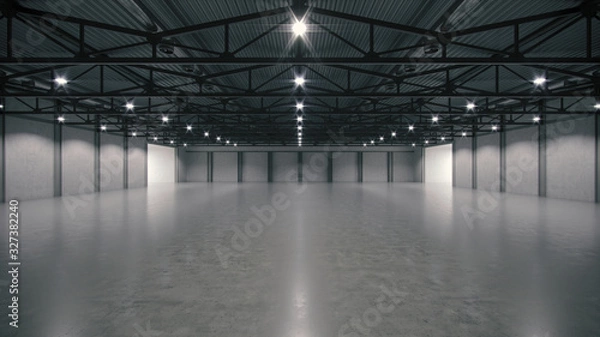Fototapeta 3D render of empty exhibition space. backdrop for exhibitions and events. Tile floor. Marketing mock up.