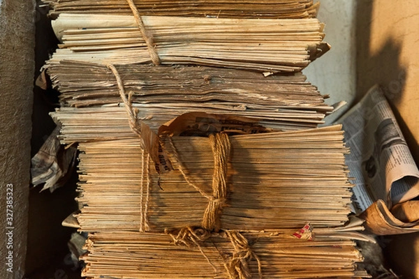 Fototapeta stack of old newspapers