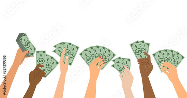 Fototapeta People hands holding money. Business concept.