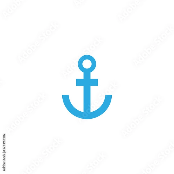 Fototapeta Anchor Nautical Blue Isolated on white background. Anchor vector logo icon maritime ocean sea boat illustration symbol