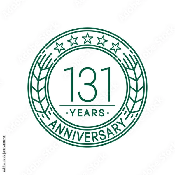 Fototapeta 131 years anniversary celebration logo template. Line art vector and illustration.