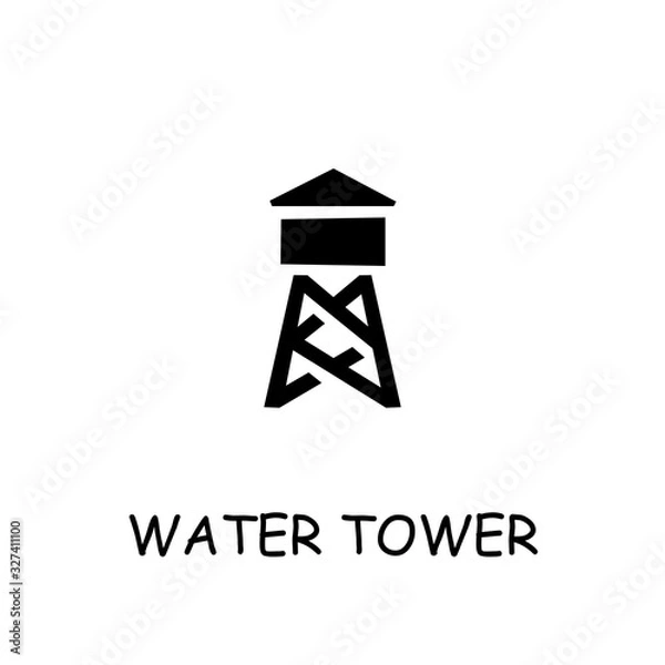 Fototapeta Water tower flat vector icon