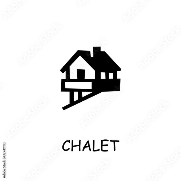 Fototapeta Chalet flat vector icon