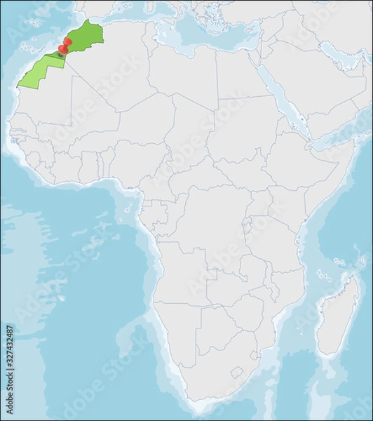 Fototapeta Kingdom of Morocco location on Africa map