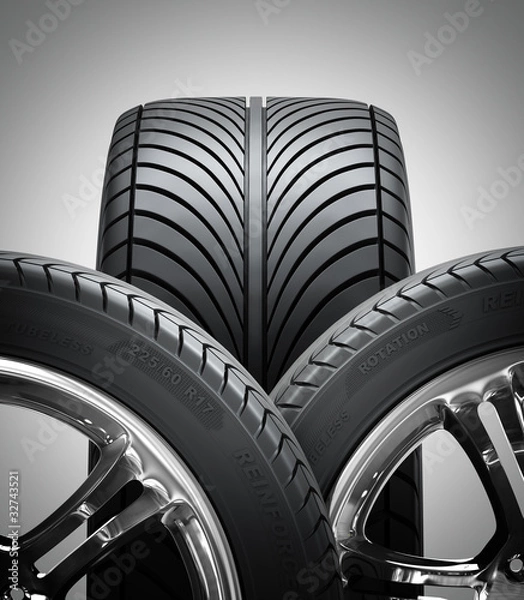 Obraz Chromed wheel with tires