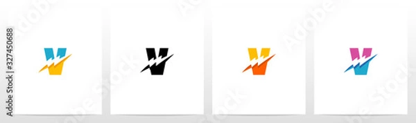 Fototapeta Thunder Electric On Letter Logo Design V