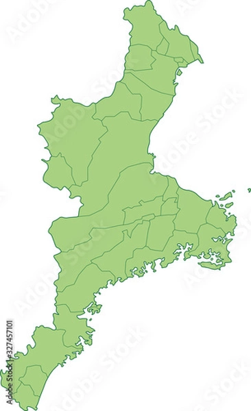 Obraz 三重県の地図_市町村ごとに色を変えられます