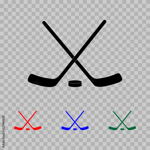 Obraz Hockey icon.  Two crossed hockey sticks and a puck. Flat. Vector