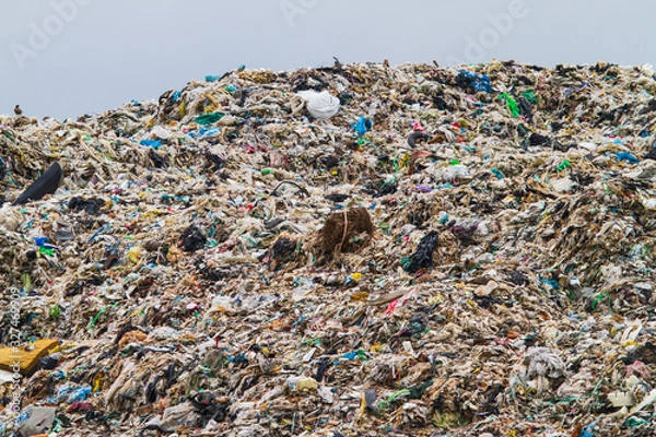 Fototapeta Mountain garbage, huge garbage pile.