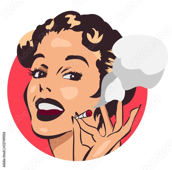 Obraz Smiling and smoking weed woman with joint