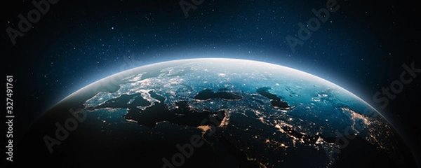 Obraz Europa i Bliski Wschód nocą