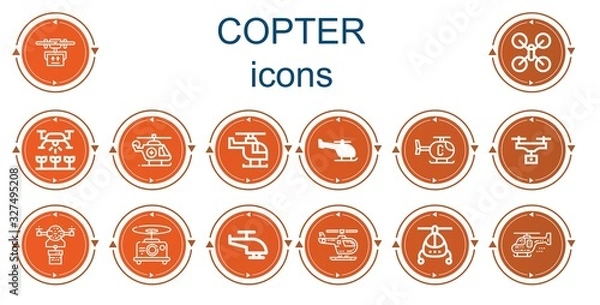 Obraz Editable 14 copter icons for web and mobile