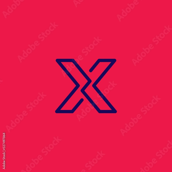 Obraz x logo initials, line art outline style