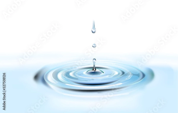 Obraz A splash of pure water, rippled circles on the water with drops, moisturizing.