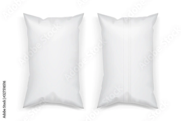 Fototapeta plastic white food packaging isolated on white background front and back view vector mock up