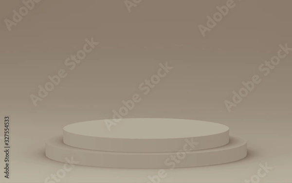 Fototapeta 3d brown cylinder podium minimal studio background. Abstract 3d geometric shape object illustration render. Display for cosmetic perfume fashion product.