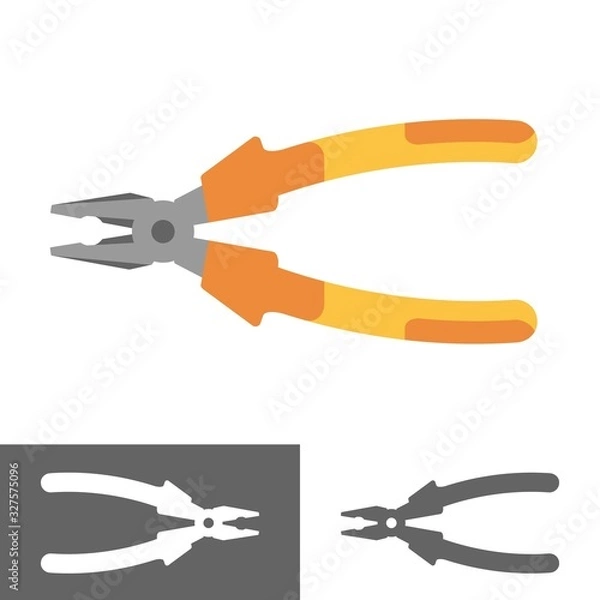 Obraz Pliers with rubber coating. Toolbox hand tool. Flat style vector illustration