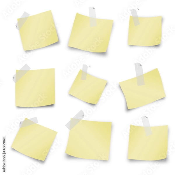 Obraz 9 żółtych karteczek samoprzylepnych