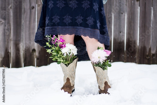 Obraz Snowy Day with Flowers