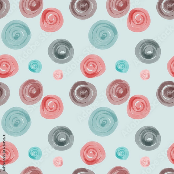 Fototapeta Seamless pattern of hand painted circles. Watercolor background.