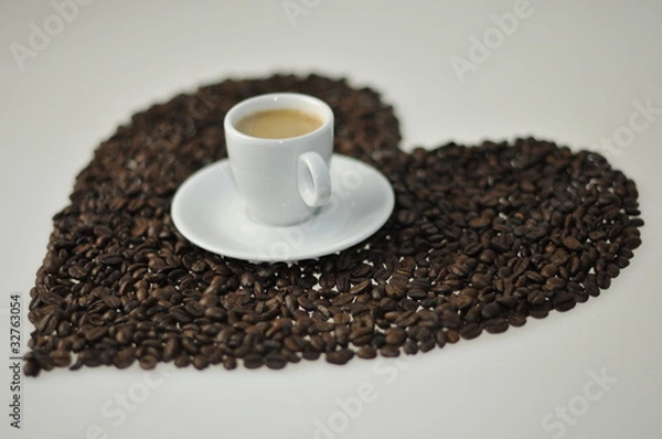 Obraz Espressotasse im Bohnenherz