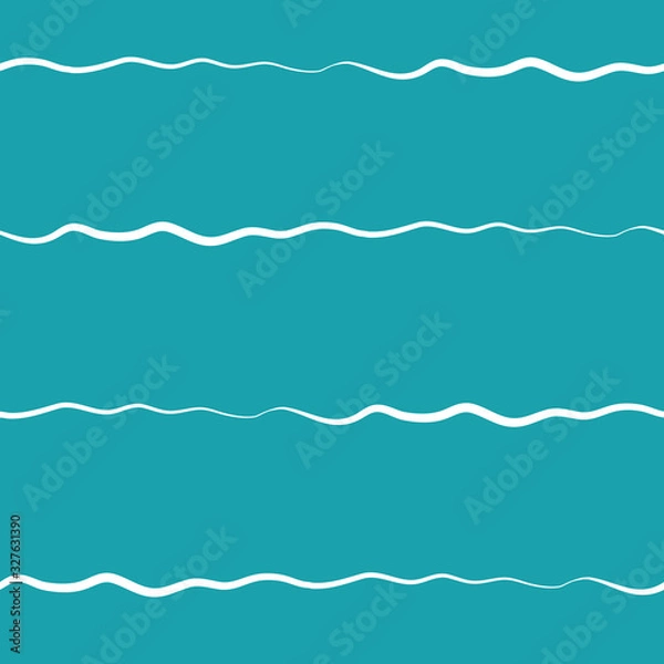 Fototapeta Wavy lines seamless vector pattern background. Hand drawn uneven brush stroke style horizontal sea waves backdrop. Abstract marine geometric stripe all over print. For nautical, water, ocean concept.