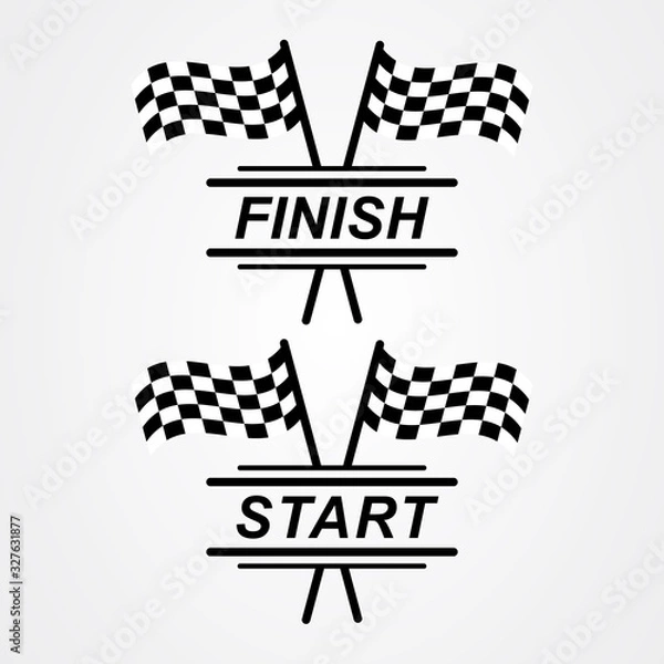 Fototapeta Race flag icon, race symbol. flat vector illustration