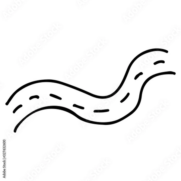 Fototapeta Doodle style road on an isolated white background. Stock vector illustration