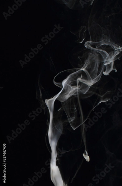 Fototapeta Abstract white smoke texture on black background