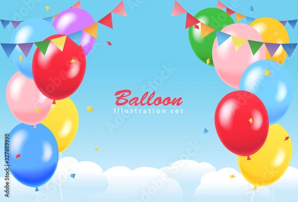 Obraz 風船　バルーン　青空　背景イラスト