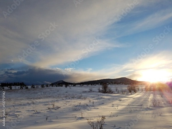 Fototapeta sunset in mountains