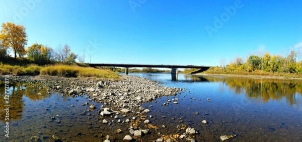 Obraz landscape with river and blue sky