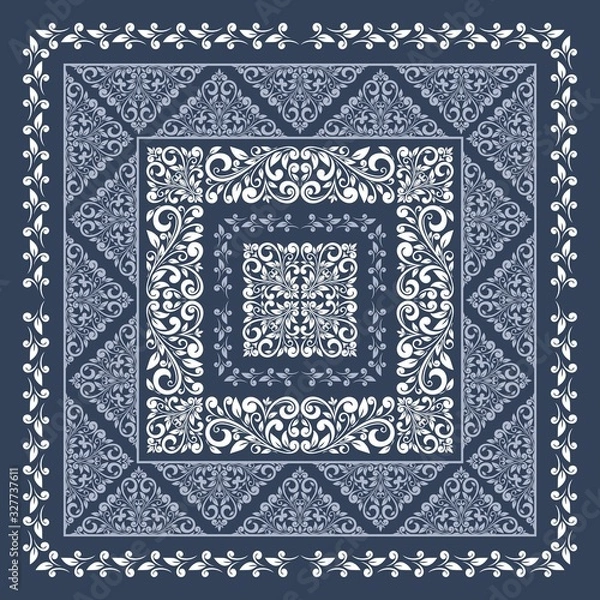 Fototapeta Square frame set template. Bandana with vintage ornament
