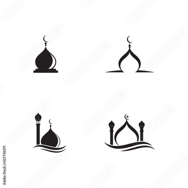 Obraz set of islamic mosque logo vector icon