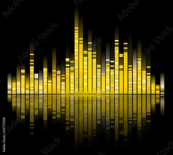 Obraz yellow digital sound equalize isolated on black background